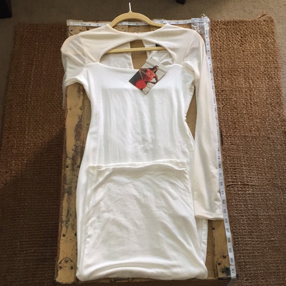 NWT NAKED WARDROBE STRETCH WHITE BODYCON MIDI DRESS M - Picture 11 of 15